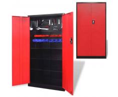 VidaXL Armario de metal para herramientas 180 cm (Rojo y negro)
