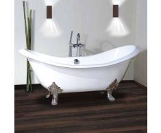 Hierro Bañera Clásica hierro fundido KINGSTON 182 cm BLANCA con patas cromadas