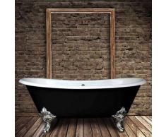 Hierro Bañera Clásica hierro fundido BRADFORD 180 cm NEGRO con patas cromadas
