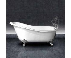 Hierro Bañera Clásica hierro fundido ASHFORD 156 cm BLANCA con patas cromadas