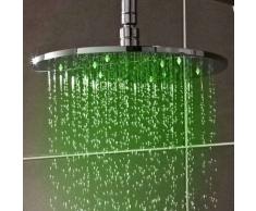 hudson reed Alcachofa de Ducha LED Redonda Orientable en Acero Inoxidable de 200mm