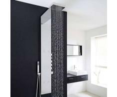 hudson reed Panel de Ducha Termostático Hidromasaje Completo con Alcachofa a Cascada y Lluvia