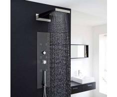 hudson reed Panel de Ducha Termostático Hidromasaje Empotrado Minimalista con Alcachofa a Cascada y Lluvia