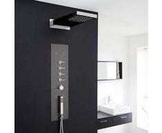hudson reed Panel de Ducha Empotrable Hidromasaje Minimalista con Alcachofa a Lluvia y Cascada
