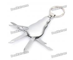 Elegante multifuncion 4 en 1 Herramienta Cuchillo + Archivo + Tijeras + abridor con llavero - plata