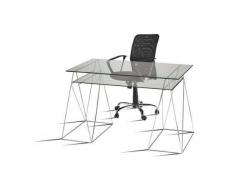DESKandSIT Mesa de mesas de estudio base caballetess doble cristal kme122001