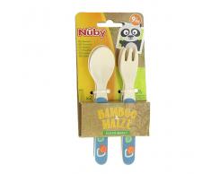 Nuby Set de Cubiertos Alimentacion +9m 4 Unidades Azul
