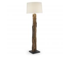 Kavehome Lámpara De Pie Powell, En Madera,Tejido - Natural,Blanco