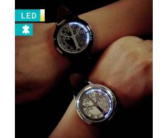 Lesara Reloj de piel LED con árbol