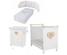 Micuna Cuna + Bañera-Cambiador + Edredón + Protector Sweet Love 140 Micuna 0m+