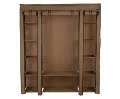Levivo - Armario portátil (múltiples compartimentos y 3 puertas enrollables, 174 x 147 x 44 cm aprox.), marrón claro