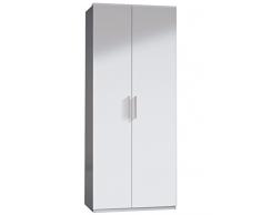 Habitdesign WRD052BO - Armario ropero dos puertas, acabado en Blanco Brillo, medidas: 80x203x52 cm de fondo