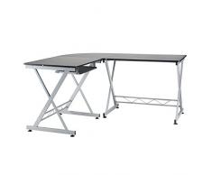 greatdeal L grande para esquina Escritorio Home Office Workstation estante para teclado de escritorio con ordenador Host Marco Negro