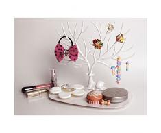 Finer Shop Creativa Sika Ciervos del Árbol del Estante de la Joyería del Soporte de Exhibición Organizador de Anillo de la Pulsera Pendientes del Collar - Blanco