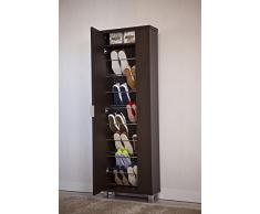 Intradisa - Zapatero 1 puerta espejo y 22 cm de fondo - Acabado wengué
