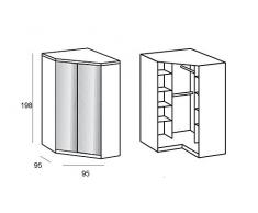 Armario de esquina Cooper blanca Espejos 2 puertas correderas