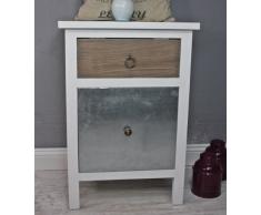 Pecho de cajones color blanco marrón antiguo país mesita de noche mesita de noche cómoda armario estilo de la casa de madera