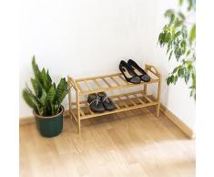 Relaxdays 10019017_347 - Estante para zapatos de bambú, 2 pisos, 40.5 x 69 x 26 cm