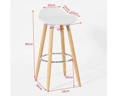 SoBuy® Taburete de bar con patas de madera de haya natural, asiento en color Blanco,Estilo escandinavo, FST34-W, ES