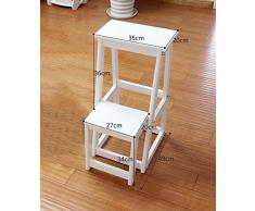 Madera Maciza Escalera De Silla Escalera Multiusos De Uso Doméstico Silla Plegable Niño Taburete Escalera De Mano Blanco ( Tamaño : H:70CM )