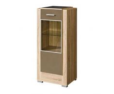 JUSThome Carmelo C VIII Vitrina Armario Roble Sonoma / Café con leche Tamaño 127 x 56 x 43,5 cm