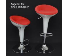 1 x Taburete para bar, cocina, comedor en imitación piel color rojo blanco