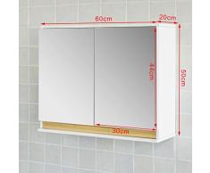 SoBuy® Mueble de pared con puerta de espejo, Armario con espejo, FRG131-WN, ES