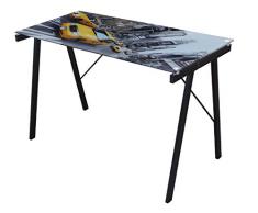 PROFER HOME - Mesa Ordenador Cristal-Acero Profer Home 113X58X73C