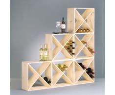 Sistema botellero modular CUBE 48, madera maciza de pino, apilable / ampliable - alt. 48 x anch. 48 x pr. 23,5cm