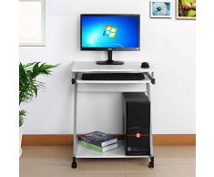Songmics escritorio de la computadora Blanco Mesa de ordenador en forma de Z Escritorio para hogar o oficina LCD811W