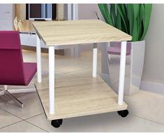 Mesa auxiliar con ruedas, aspecto de madera de roble