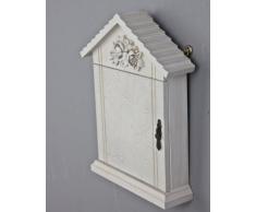 Caja de seguridad flor puerta armario de llaves de madera blanco y beige envejecido Rosali