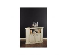 MUEBLE PARA TELEVISOR DE ESQUINA MADERA LACADO, COLOR BLANCO ENVEJECIDO
