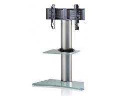 VCM Soporte vertical de TV "Findal" cristal opaco con estante incluidas ruedas