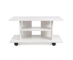 HOMFA Mueble tv móvil Mueble de comedor tv moderno mesa para tv con 4 ruedas 80*40*40cm (Blanco)