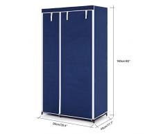 IKAYAA INS20489 - Organizador Armario de Ropa Portátil y Plegable,Resistente al Polvo y Humedad de 5 Estantes+1 Barra Colgante (Max.12Kg,90x45x160cm,De Tela y Tubo Metal)