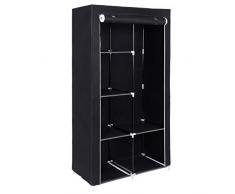 Songmics Armario plegable para ropa Ropero de metal y tela Resistente al polvo 88 x 45 x 170 cm negro RYG84H
