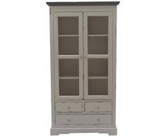 Sit-Möbel 9704-97 vitrina "SPA", de madera de acacia maciza, color gris, 2 puertas de cristal, 3 cajones, 98 x 44 x 183,5 cm