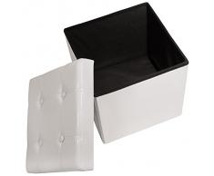 TecTake Asiento plegable arcón asiento puf ordenación caja de almacenaje 38x38x38 cm blanco