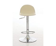 CLP Taburete-cocina LANA, giratorio y ajustable en altura en continuo, recubierto de cuero sintético (63 - 78 cm) crema