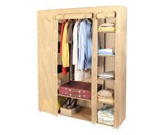Artmoon Montreal Grande Armario Portable Plegable de lona Impermeable 12 Estantes de Ropa 135X45X175 cm Mocca
