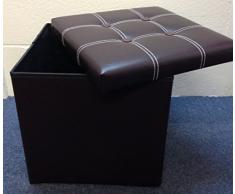 Baúl para taburete TheBigShip de piel sintética tipo puf en forma de caja de almacenamiento - color: marrón.