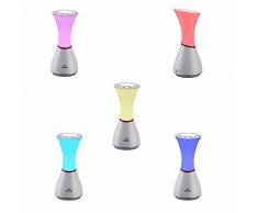 CristalRecord Music RGB - Lámpara de sobremesa portátil con luz LED, 7 colores y altavoz incorporado