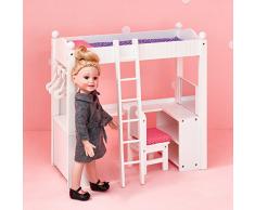 Olivias Little World - Cama litera doble con escritorio, mueble de muñeca 18 (Primary Products TD-0204A)