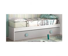 Cama nido en blanco con gris y verde de 200x98 cmy 43 cm de alto