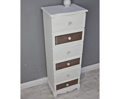Cómoda Rose Blanco Beige Alto rústico Mesilla madera barroco cajones Aurora