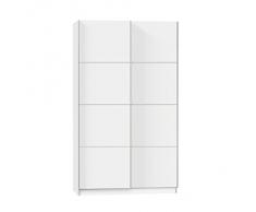 Armario ropero 2 puertas correderas para dormitorio juvenil o matrimonio Gabro - Blanco, 150x60x200cms