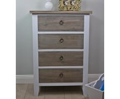Cómoda de madera maciza, estilo rústico, color blanco y marrón, producto nuevo