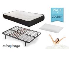 Pack Golden Descanso completo 90X190 (Colchon + somier multilaminas + patas + almohada)