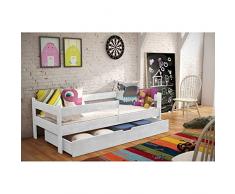 JUSThome MAJA Cama nido juvenil de madera maciza con cajones (LxBxH): 165x85x50 cm Blanco